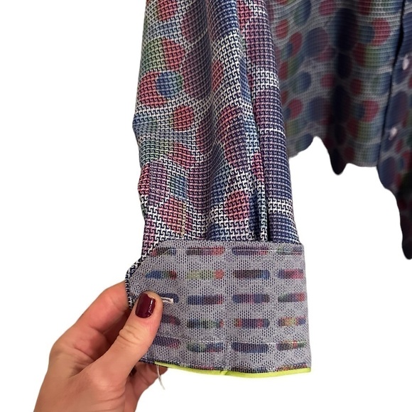 NEW Luciano Visconti Black, Multi-colored with flip cuffs, Men’s, Size Small - Picture 6 of 12